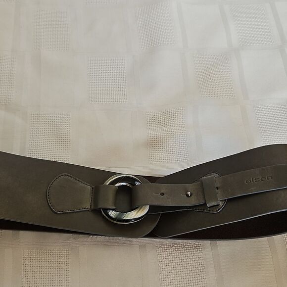 Olsen Europe Vintage Leather Buckle Belt 4 Army Green - Picture 12 of 16